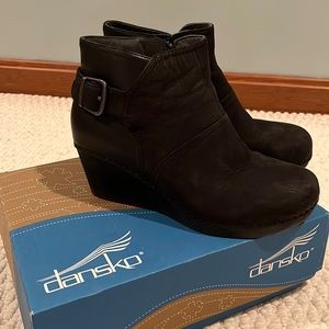 Black Dansko wedge heel ankle boot